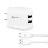 Fast Charge Wall Charger, 2 port + USB-A to USB-C cable