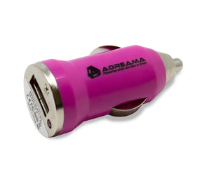 Car Charger with USB-A Port, Pink, Angle View.