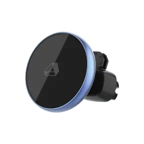 MagSafe Phone Car Mount, Three-quarter Angle View, Grey Adreama Logo.