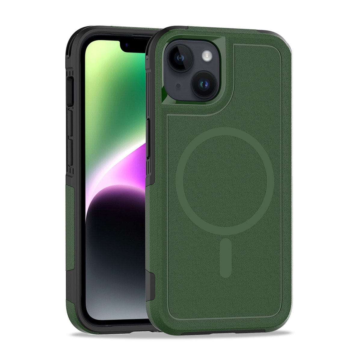 Army Green Iphone 14 Eco-Friendly Rugged Phone Case, MagSafe Compatible