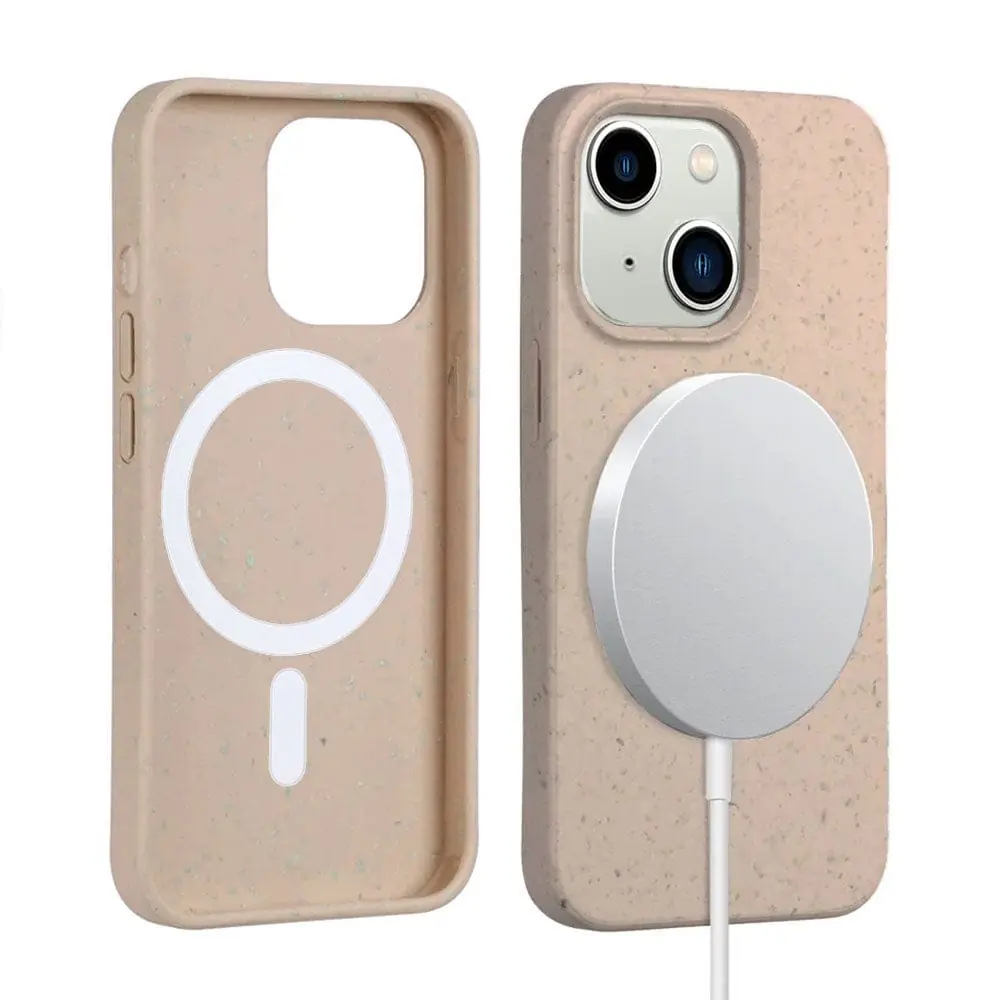 Taupe Iphone 14 Biodegradable Shockproof  Case, Magsafe Compatible