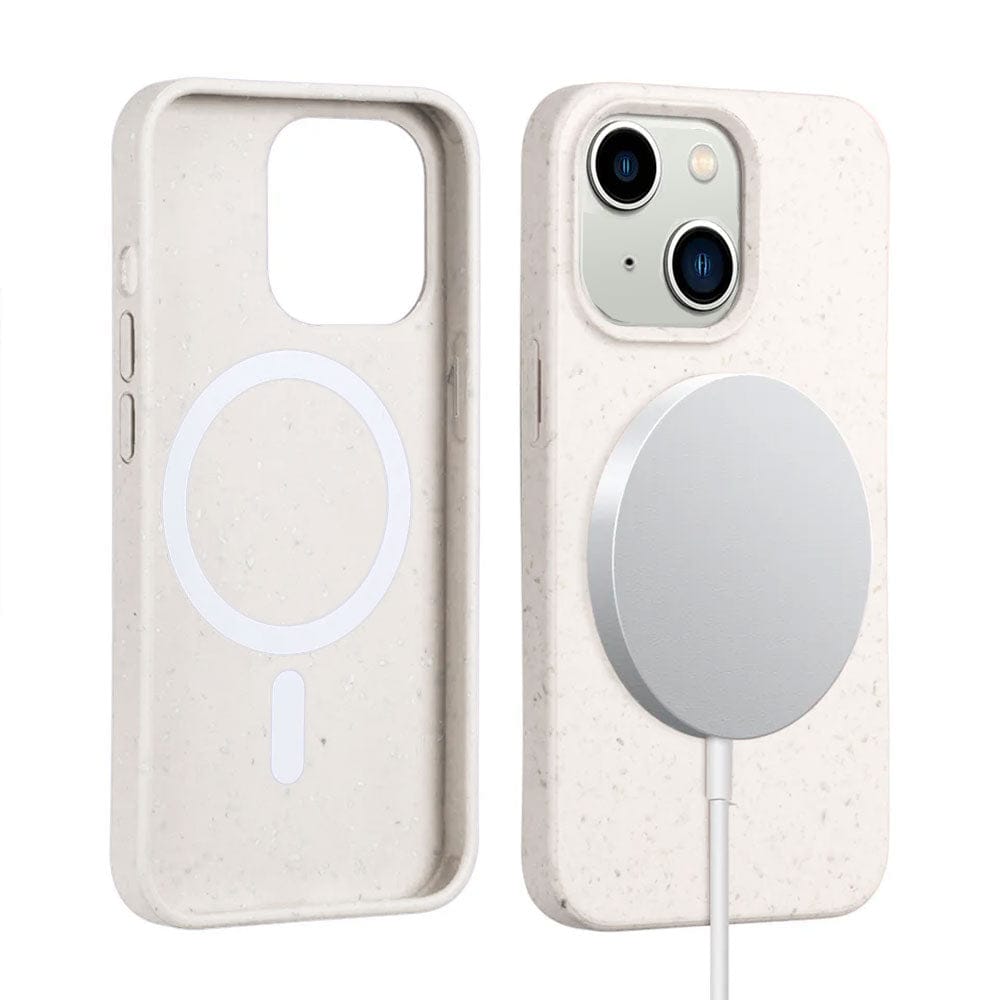 White Iphone 14 Plus Biodegradable Shockproof  Case, Magsafe Compatible