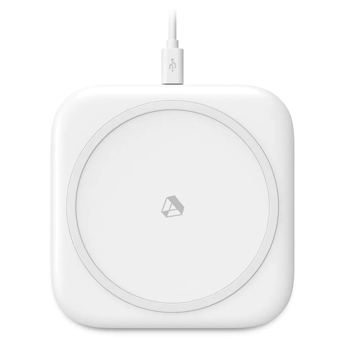 Adreama Wireless Charging Pad, square-shaped, white, with a stylish and modern design that can deliver a 15W wireless charging output.